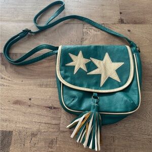 Teal Star-Embellished Crossbody tassel western Bag